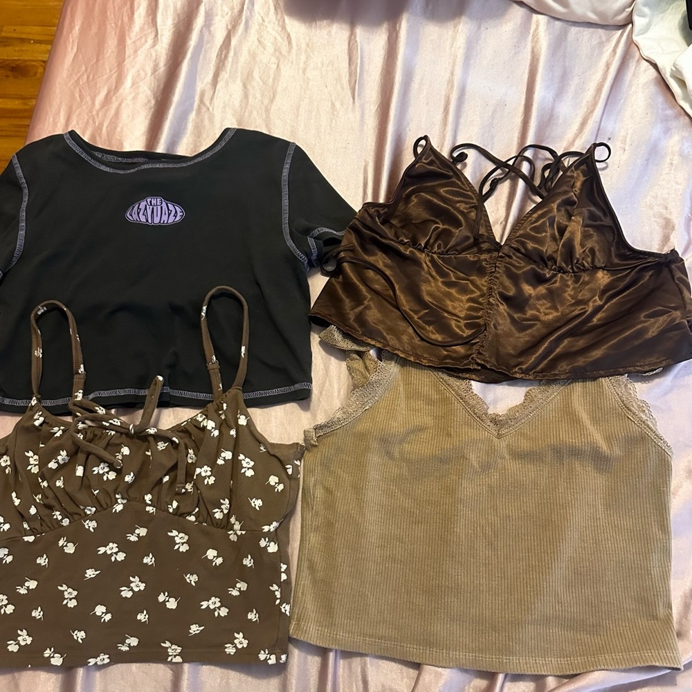 Brown Floral Crop Top